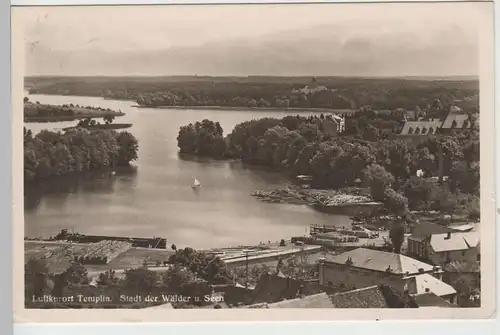 (72410) Foto AK Templin, Panorama, Seengebiet 1941