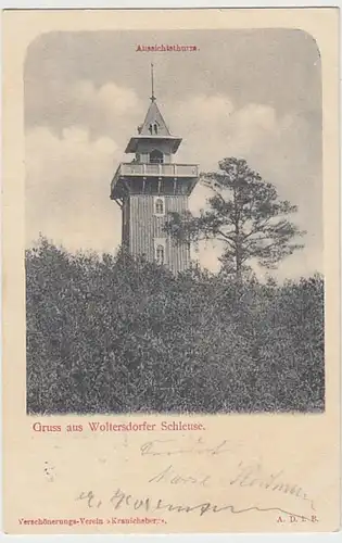 (27790) AK Gruß aus Woltersdorfer Schleuse, Aussichtsturm 1904