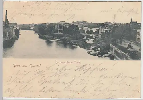 (27475) AK Gruß aus Guben, Schützeninsel, Stadttheater 1898
