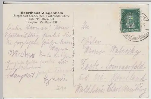 (15979) AK Ziegenhals, Brand., Sporthaus, Dampfer 1926-29