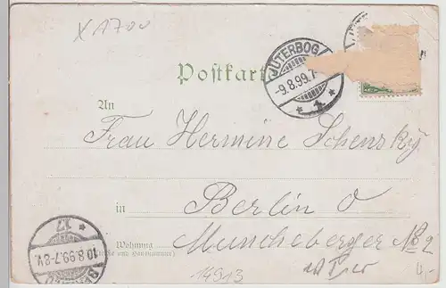 (115691) AK Gruß aus Jüterbog, Marktplatz 1899