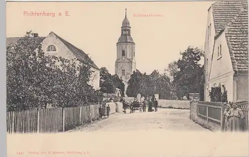 (113536) AK Fichtenberg, Mühlberg, Elbe, Schlossstraße, Kirche, bis 1905