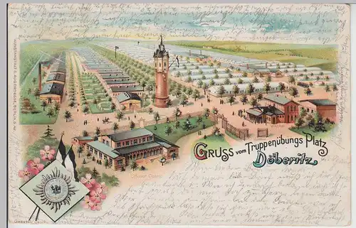 (112725) Künstler AK Gruß vom Truppenübungsplatz Döberitz 1900