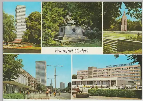 (111636) AK Frankfurt, Oder, Kleist Denkmal, Hotel, Mehrbildkarte, DDR 1977