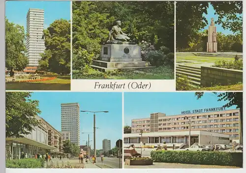 (111605) AK Frankfurt, Oder, Kleist Denkmal, Hotel, Mehrbildkarte DDR 1977