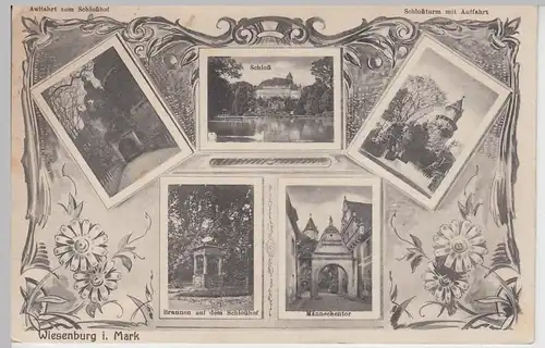 (109827) AK Wiesenburg, Mark, Männekentor, Schloss, Brunnen 1928