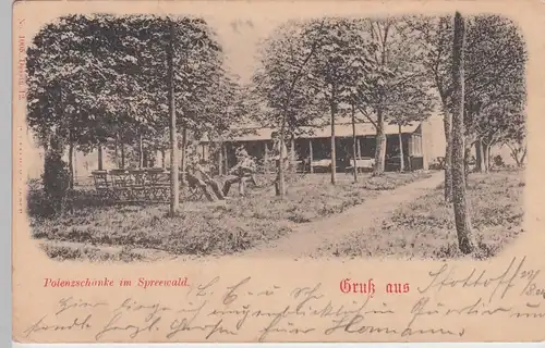 (105182) AK Gruß aus der Polenzschänke im Spreewald 1902