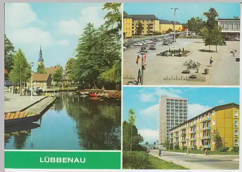 (102939) AK Lübbenau, Spreewald, Mehrbildkarte, Hafen, Roter Platz 1981