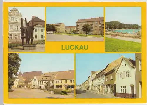 (102934) AK Luckau, Niederlausitz, Mehrbildkarte, Hauptstraße, Neubauten 1983