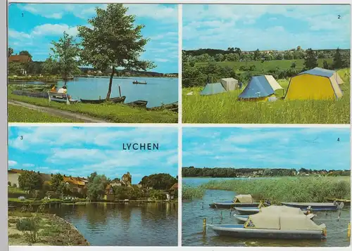 (102916) AK Lychen, Mehrbildkarte, Großer Lychensee, Zeltplatz 1973