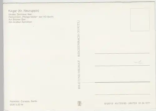 (102914) AK Kagar, Mehrbildkarte, Brahmer See, Ferienheim 1980