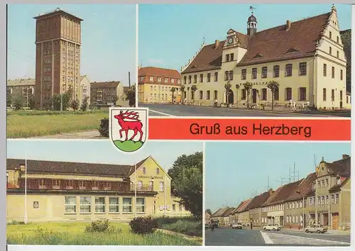 (102651) AK Herzberg, Elster, Mehrbildkarte, Kreiskulturhaus, Rathaus 1988