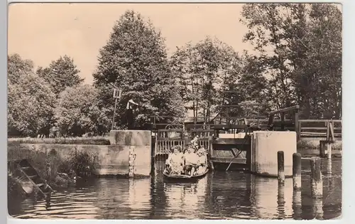 (101157) Foto AK Leipe, Lübbenau, Spreewald, Schleuse, Kahn 1962