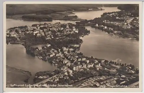 (101134) Foto AK Lychen, Panorama, Luftbild, Sonderstempel 1939