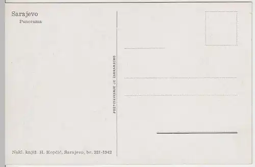 (7347) AK Sarajevo, Panorama, vor 1945