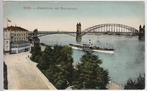 (97271) AK Bonn, Rheinbrücke und Rheinanlagen, vor 1945
