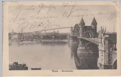 (95209) AK Bonn, Rheinbrücke, 1911