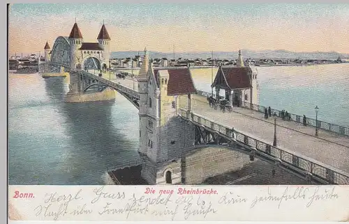 (89985) AK Bonn, neue Rheinbrücke, 1907