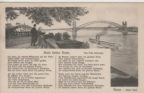(78832) AK Bonn, Alter Zoll, Liedkarte "Mein liebes Bonn" v. Fritz Hürmann