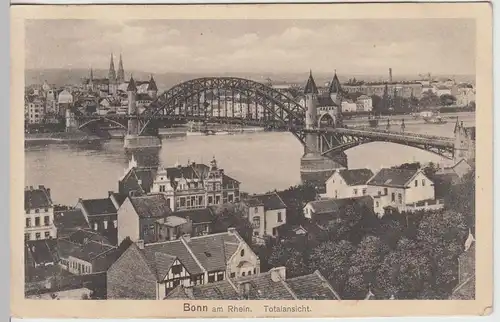 (45179) AK Bonn, Totalansicht m. Rheinbrücke, vor 1945
