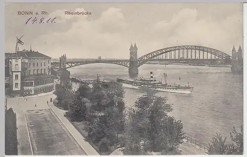 (44676) AK Bonn, Rheinbrücke, 1911