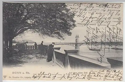 (42032) AK Bonn, Rhein, Alter Zoll, Hotel Rheineck 1905