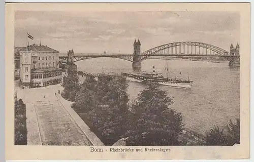 (37299) AK Bonn, Rheinbrücke u. Rheinanlagen, vor 1945