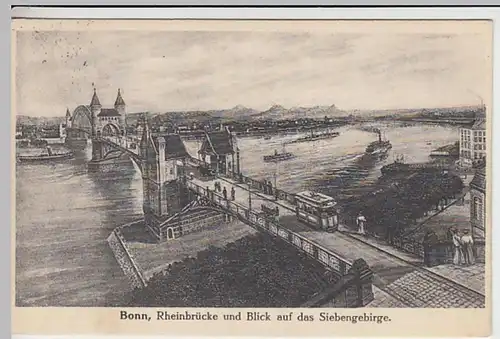 (30953) AK Bonn, Rheinbrücke, 1913
