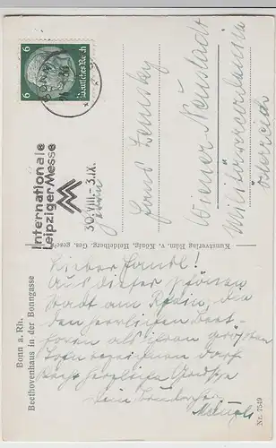 (109309) AK Bonn, Rhein, Beethovenhaus, Bonngasse 1936