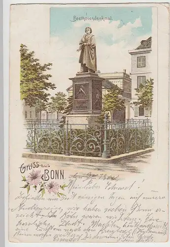 (106137) Künstler AK Gruß aus Bonn, Beethoven Denkmal 1900