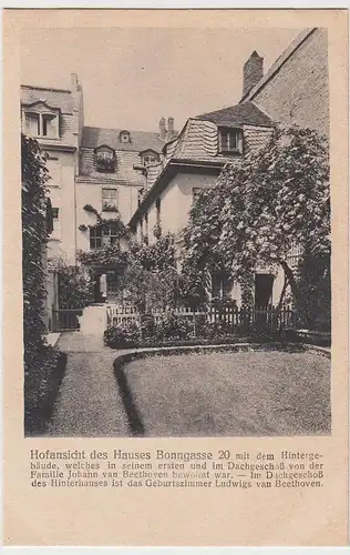 (103848) AK Bonn, Beethovenhaus, Hofansicht mit Hintergebäude, vor 1945