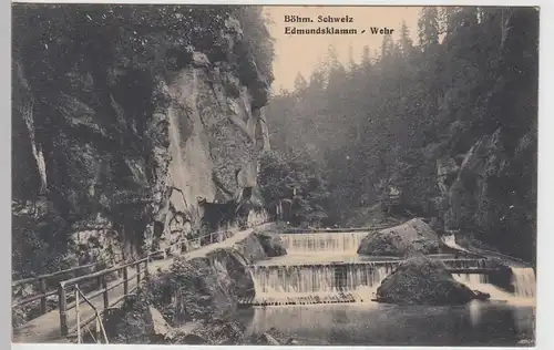 (97332) AK Böhmische Schweiz, Edmundsklamm, Wehr, vor 1945