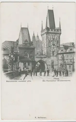 (88924) AK Prag, Praha, Kleinseitner Brückentürme, vor 1905