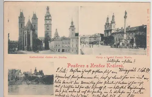 (88085) AK Hradec Králové (Königgrätz), Mehrbildkarte 1899