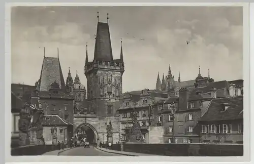 (80638) Foto AK Prag, Praha, Kleinseitner-Brückentürme, 1939