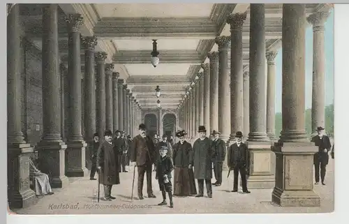 (77998) AK Karlsbad, Karlovy Vary, Mühlbrunnen-Colonnade, vor 1945