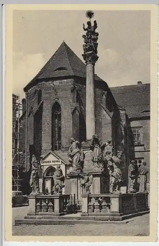 (7755) AK Komotau, Chomutov, Böhmen, Dreifaltigkeitssäule, vor 1945