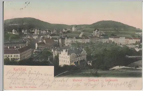 (71314) AK Karlsbad (Karlovy Vary), Westend, Stadtpark, Gartenzeile, 1905