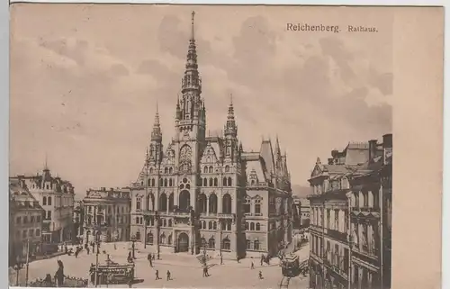 (71312) AK Reichenberg (Liberec), Rathaus, vor 1945