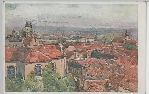(71290) Künstler V. Soucek: AK Prag, Praha s Petrina, vor 1945