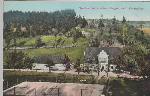 (70744) AK Breitenbach (Potucky), Dreckschänke mit Tennisplatz vor 1920