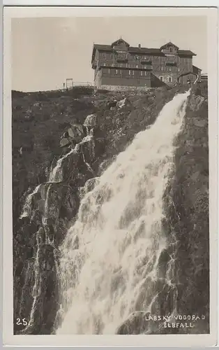 (70118) Foto AK Elbfall (Labský vodopád) mit Elbfallbaude, 1933