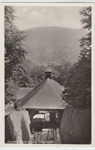 (49345) Foto AK Karlsbad (Karlovy Vary), Drahtseilbahn z. Freundschaftshöhe