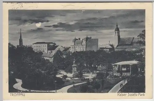 (46110) AK Troppau (Opava), Kaiser Josef-Park im Mondenschein, 1910