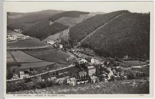 (4505) Foto AK St. Joachimsthal, Böhmen, Panorama, Keilberg, um 1930