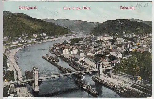 (42003) AK Tetschen, Decin, Obergrund, Horni Zleb, Elbtal 1908