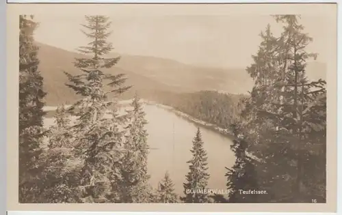 (3963) Foto AK Teufelssee, Certovo jezero, Böhmerwald, um 1928