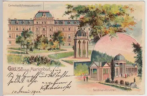 (34679) AK Gruss aus Marienbad, Marianske Lazne, Litho 1900