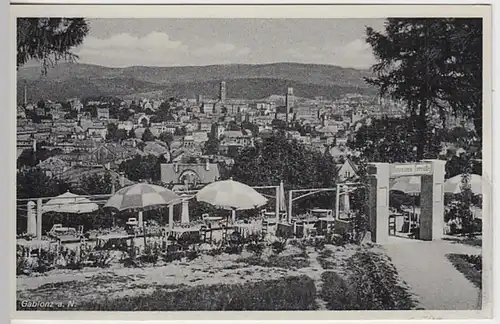 (21143) AK Gablonz, Jablonec nad Nisou, Panoramaterrasse, vor 1945