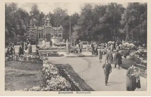 (168) AK Franzensbad, Frantiskovy Lázne, Glauberquelle 1928